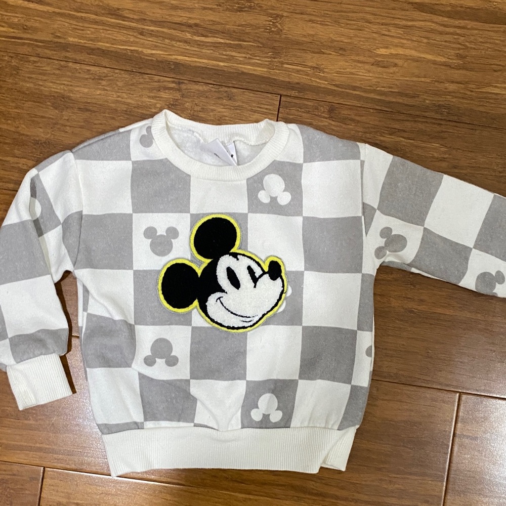 Gray and White Mickey Mouse Sweatshirt